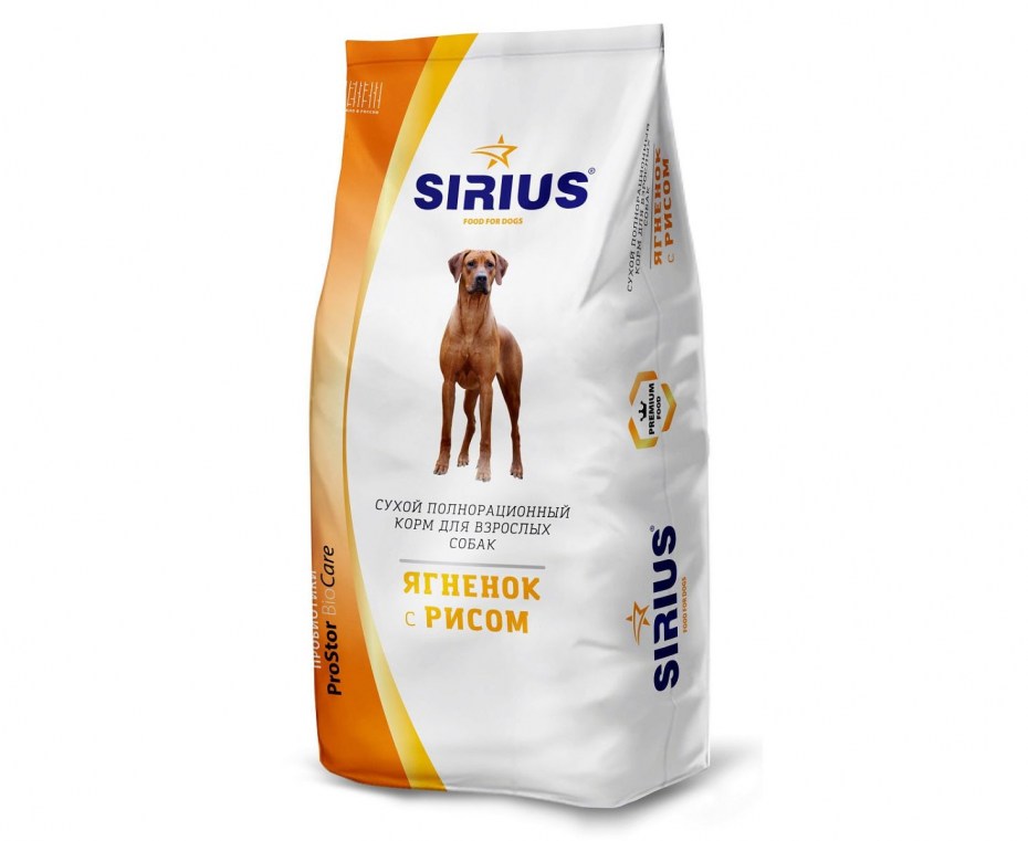 Сириус корм для собак щенков и молодых сухой Sirius ягненок рис