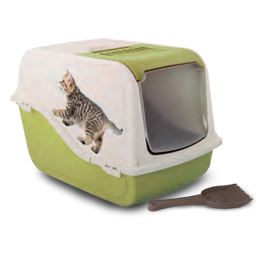 Туалет-домик для кошек MP Bergamo Ariel Decal Top free 57х39х38 см
