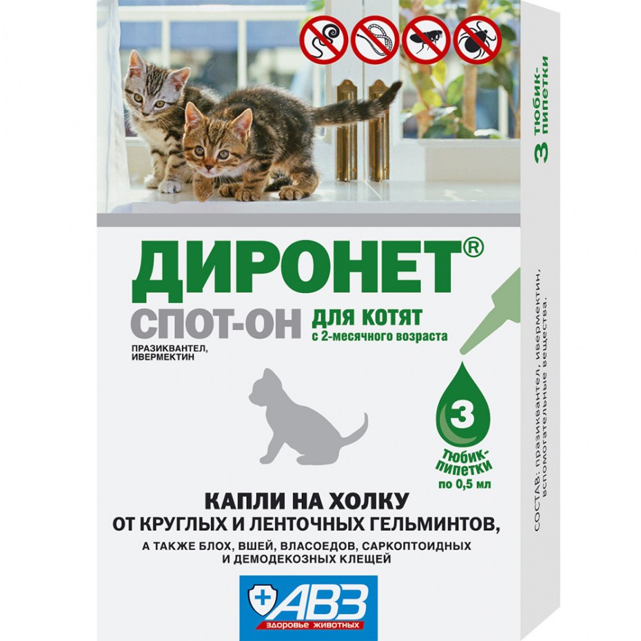 Диронет спот-он холку для кошек