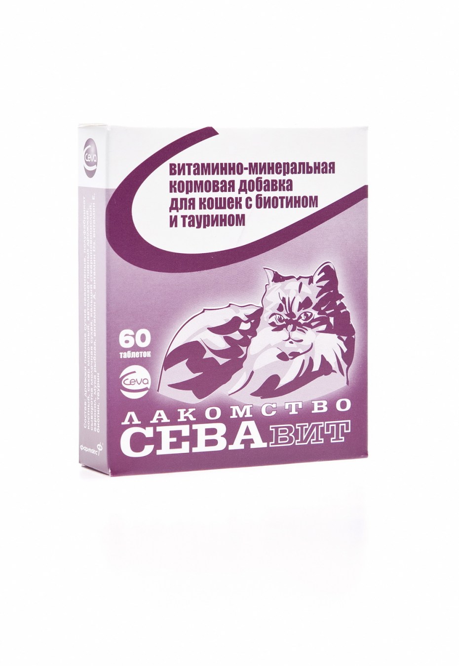 Лакомство ceva СЕВАВИТ биотин и таурин, для кошек, 60 таблеток