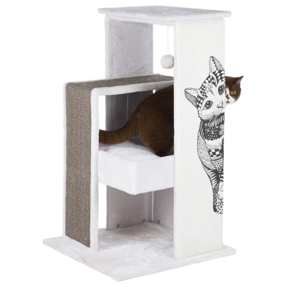 Домик для кошек Trixie Maria scratching Post 58х58х101см бело-серый