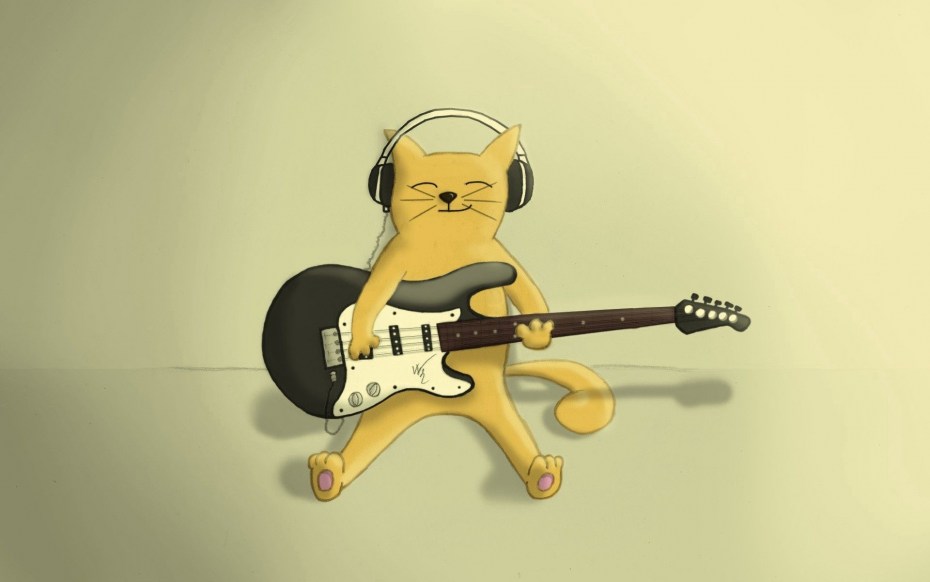 Кот с электрогитарой