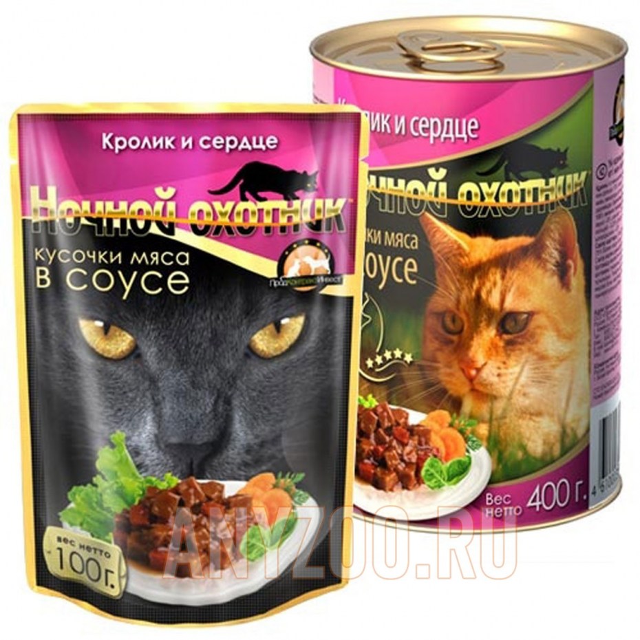 Ночной охотник корм влажный для кошек говядина в соусе пауч 100 г
