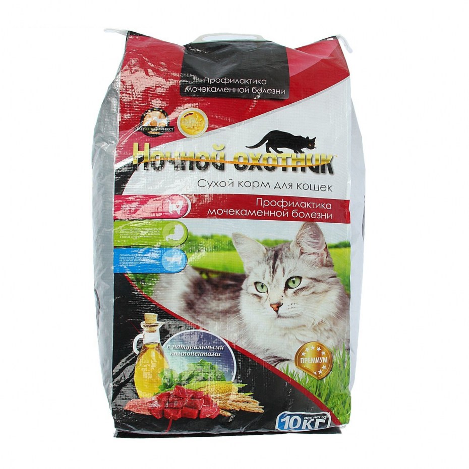 Сухой корм для кошек ночной охотник, мясное ассорти, 10кг