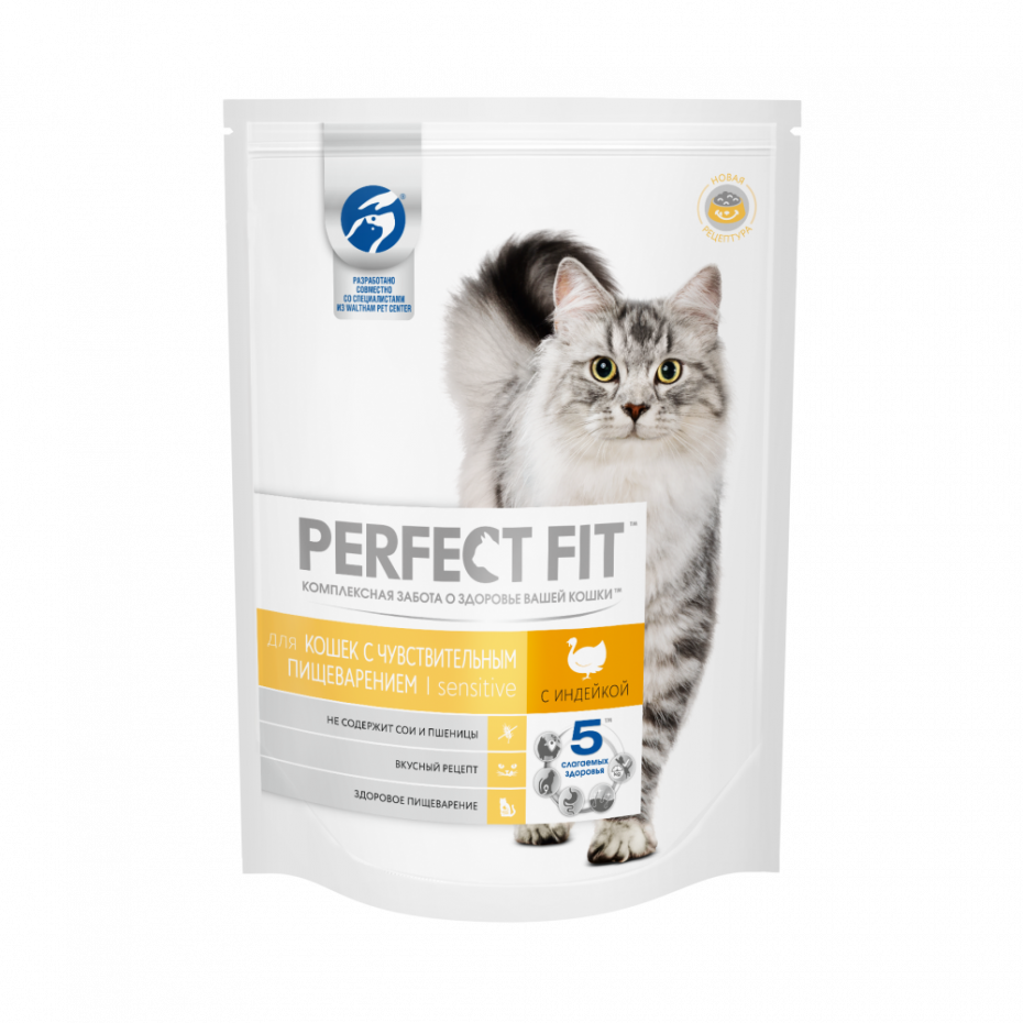 Сухой корм для кошек perfect Fit sensitive с индейкой 650г
