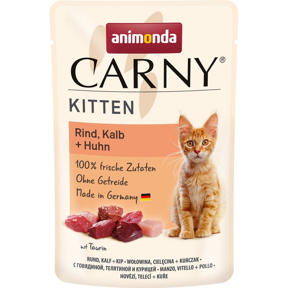 Animonda Carny Kitten консервы для котят с говядиной, телятиной и курицей