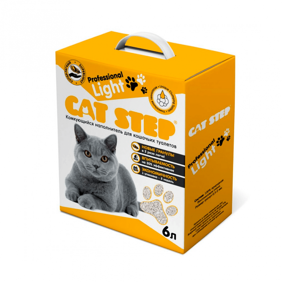 Комкующийся наполнитель Cat Step professional Light бентонитовый 6 л