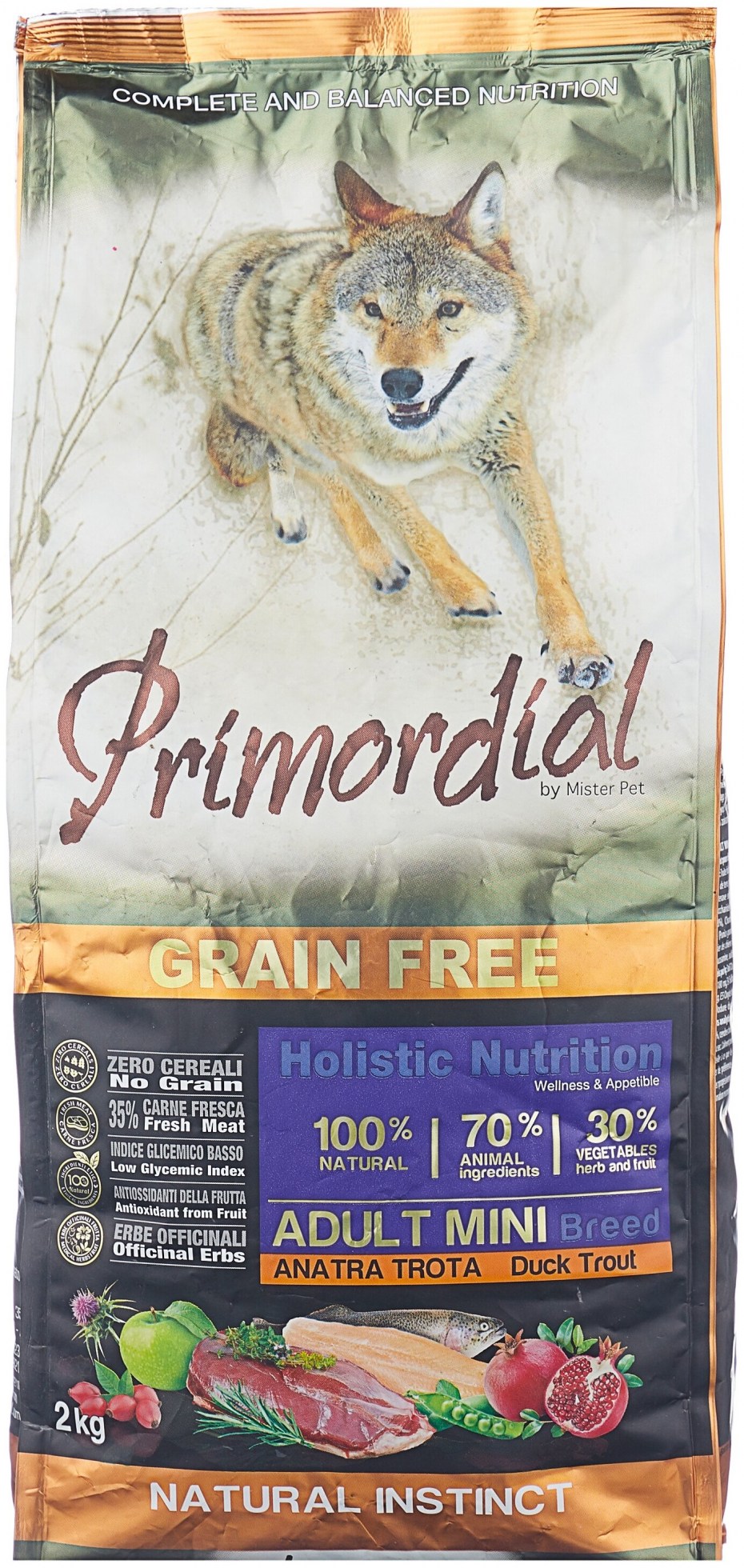 Корм для собак Primordial (12 кг) Adult all Breed утка, форель