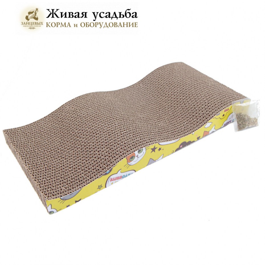 Коффчег / когтеточка столбик с лежанкой серый Коффчег 40*40*70