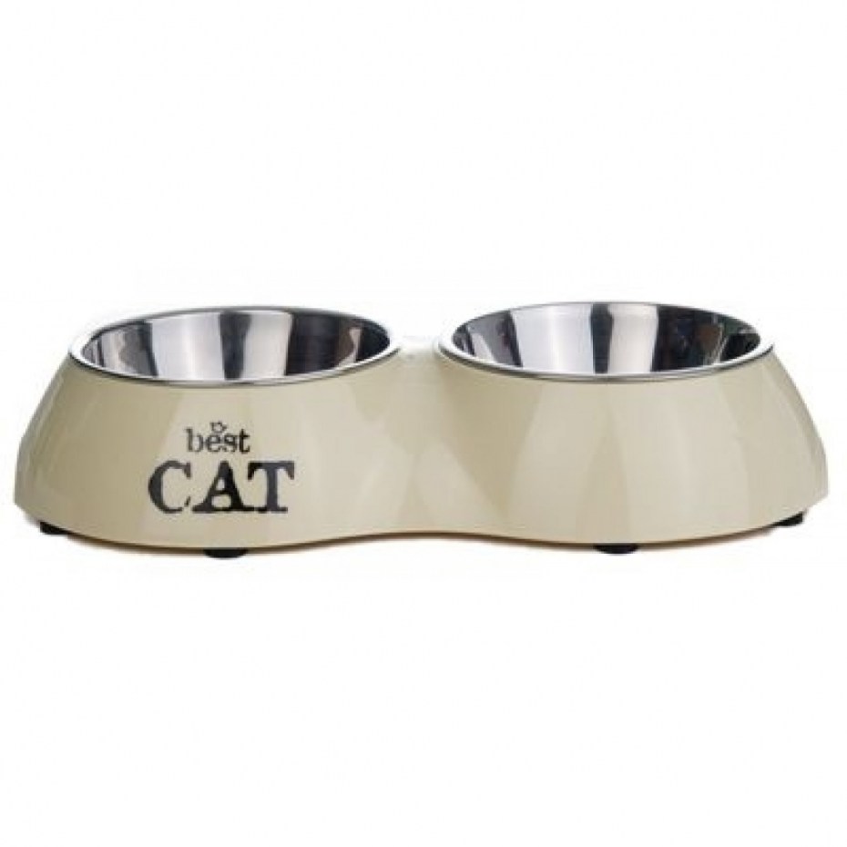 Beeztees 650404 best Cat миска 2в1 д/кошек двойная бежевая 160мл*26,5*15см