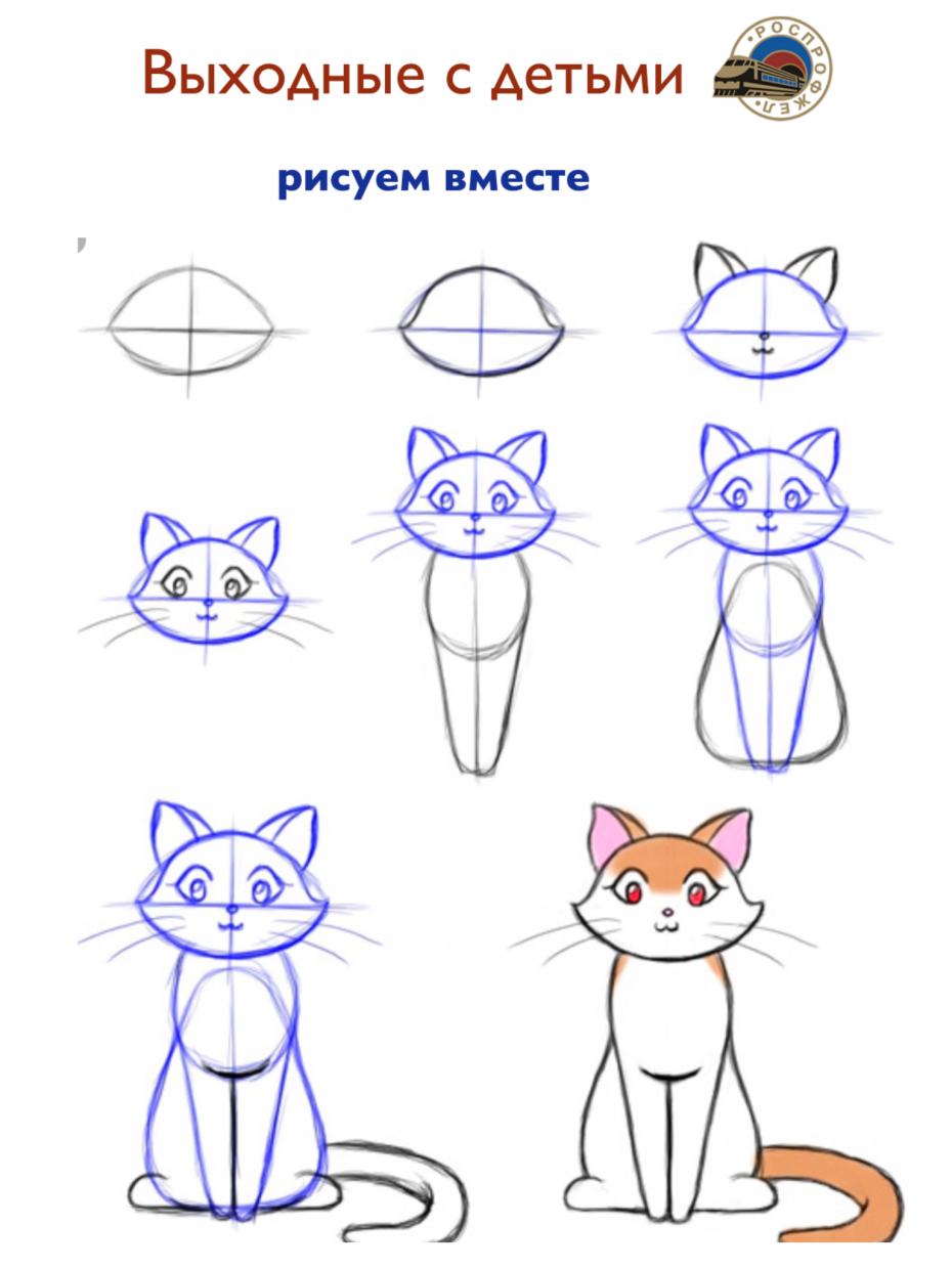 Рисунок кошки для срисовки легкие