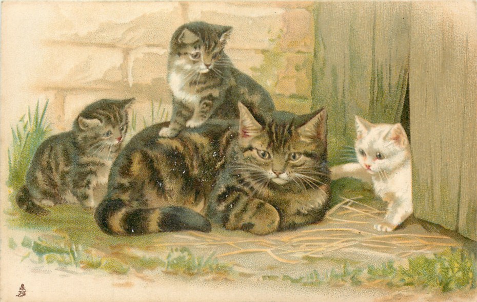 Кошка с котятами для детского сада