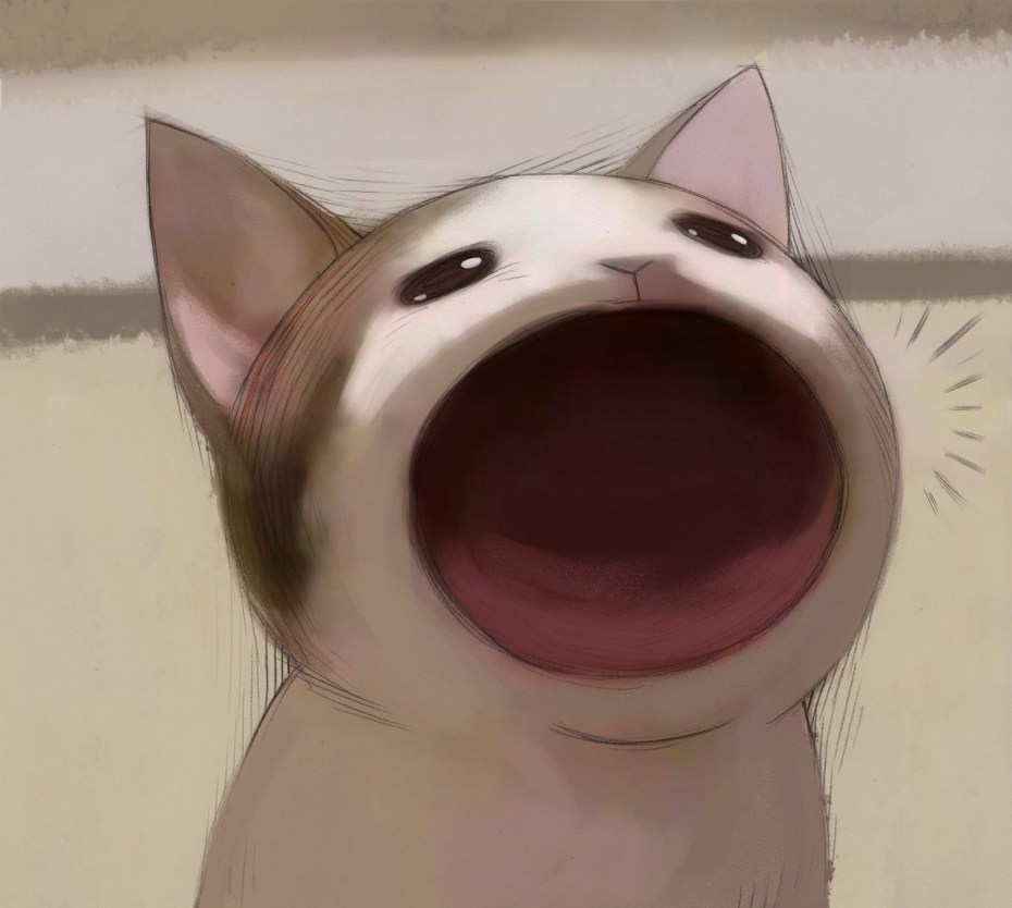 Кот с большим ртом