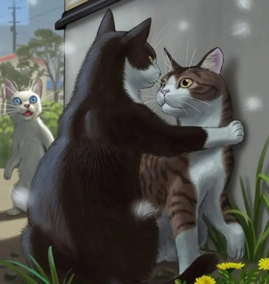 Влюбленные котики арт