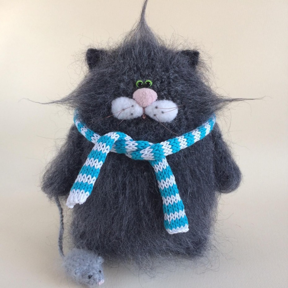 Игрушка кот спицами