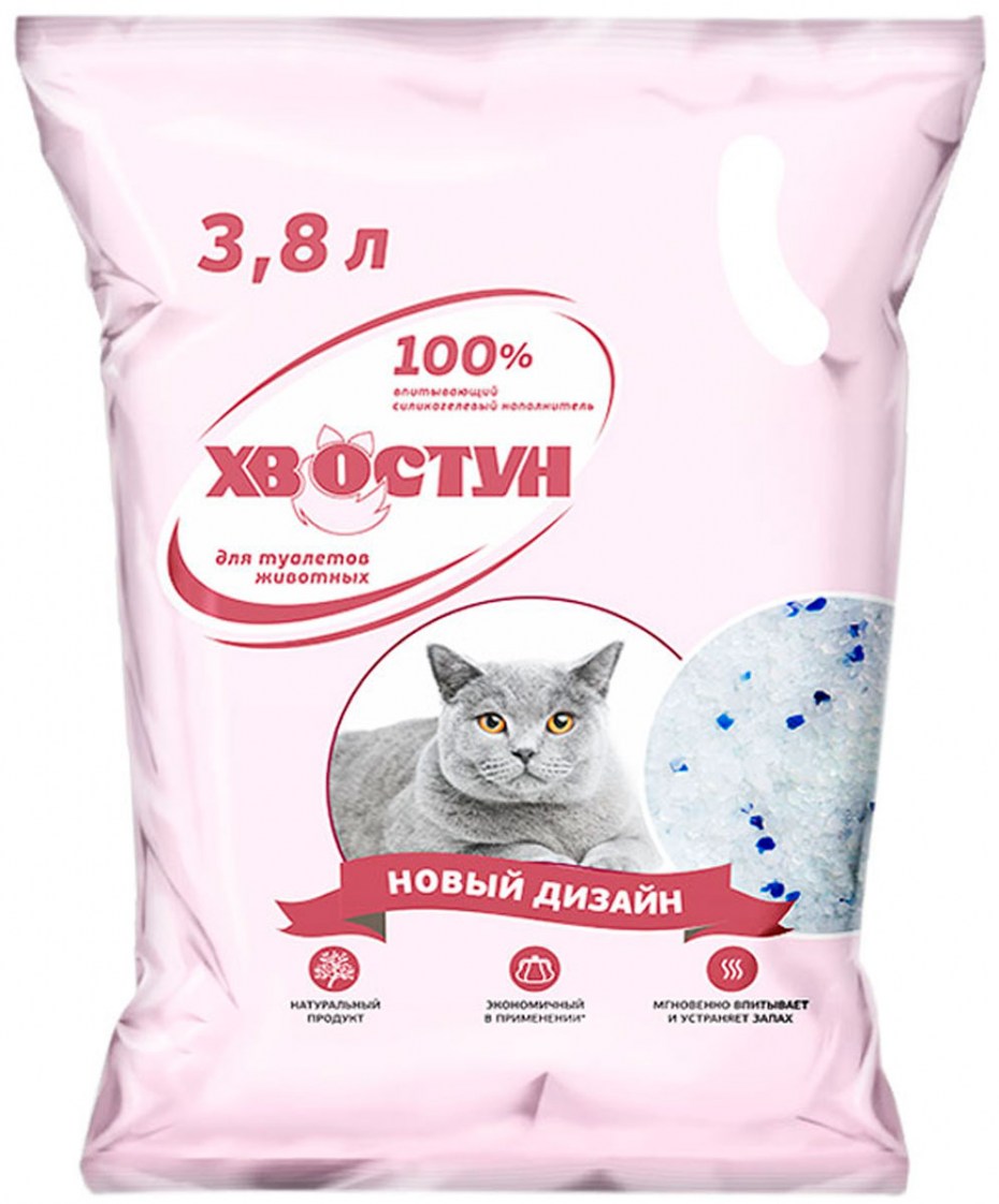Впитывающий наполнитель Хвостун силикагелевый 3.8 л