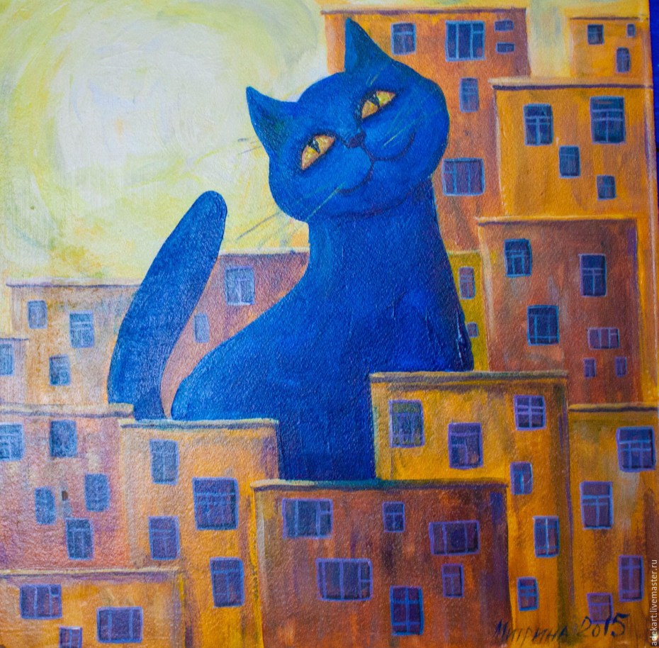 Синий кот картина