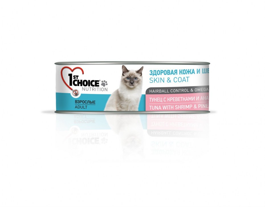 1st choice консервы для кошек, тунец с тилапией и ананасом 85г