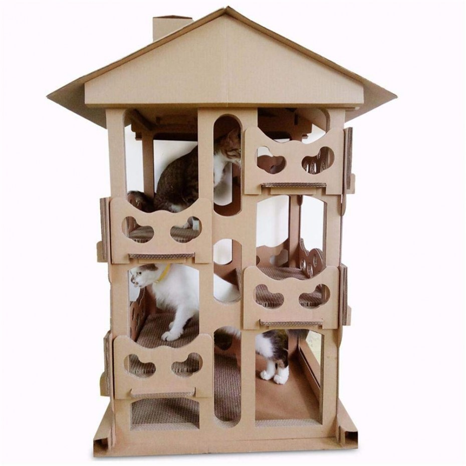 Домик для кота из картонных коробок