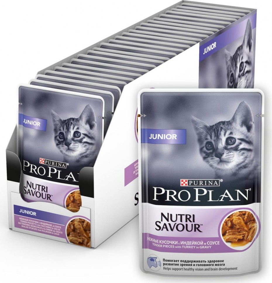 Корм для котят Purina Pro Plan Nutrisavour беззерновой, с индейкой 85 г
