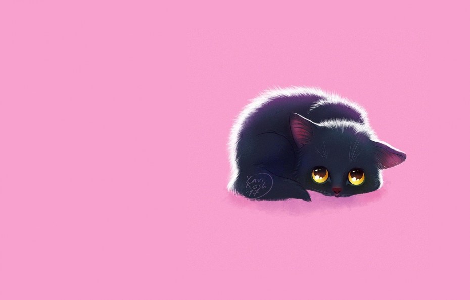 Котик на розовом фоне