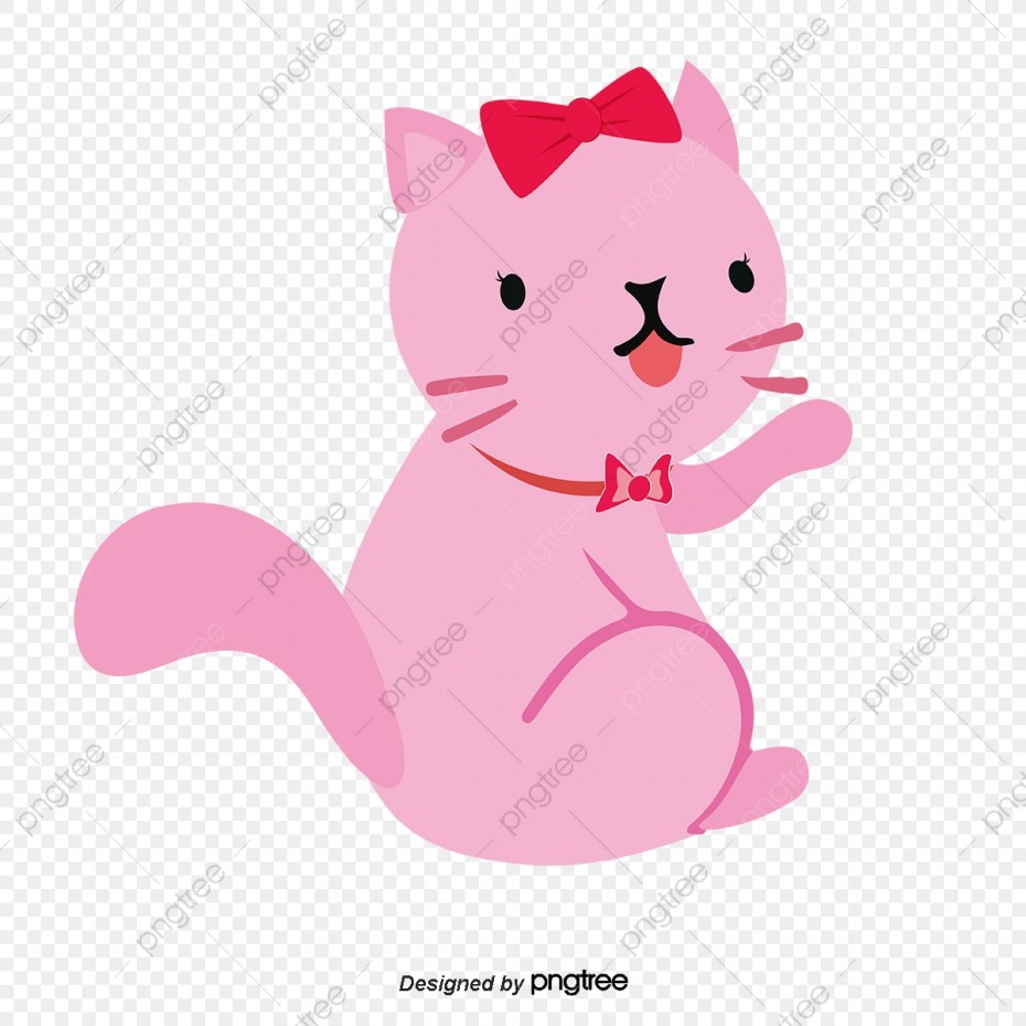Розовая кошка рисунок