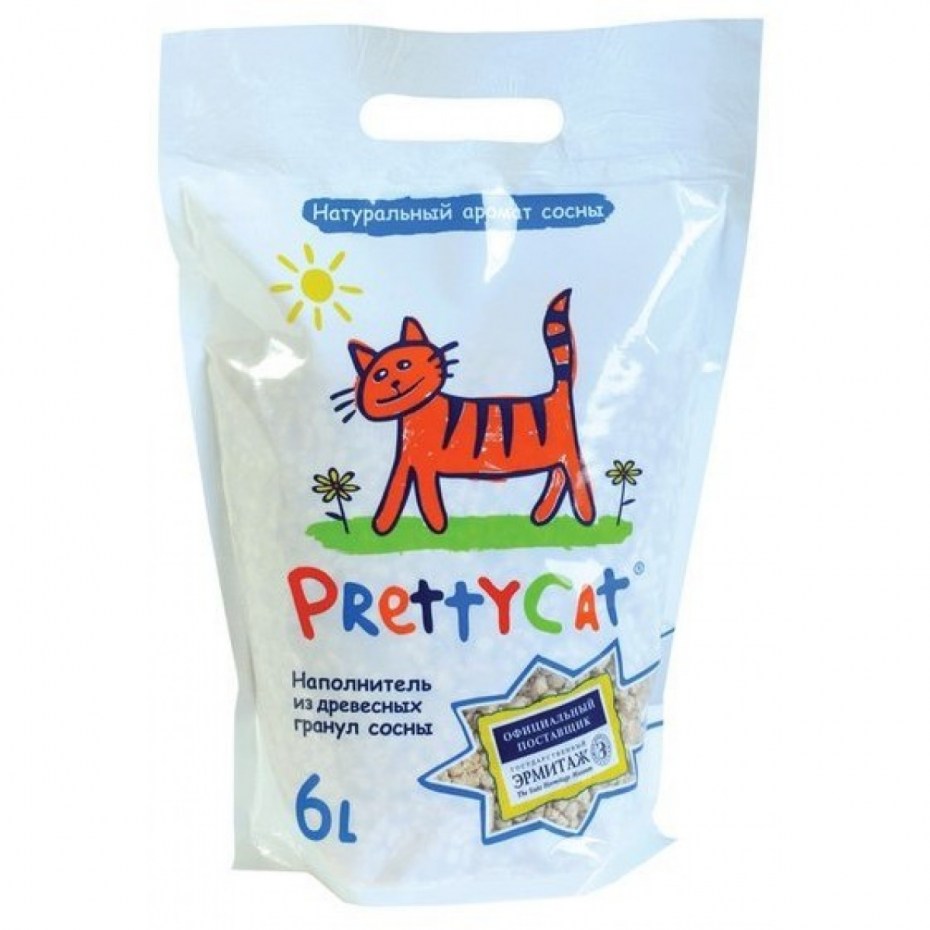 PRETTYCAT наполнитель древесный для кошачьих туалетов "Wood granules" 2 кг ( 6 л)