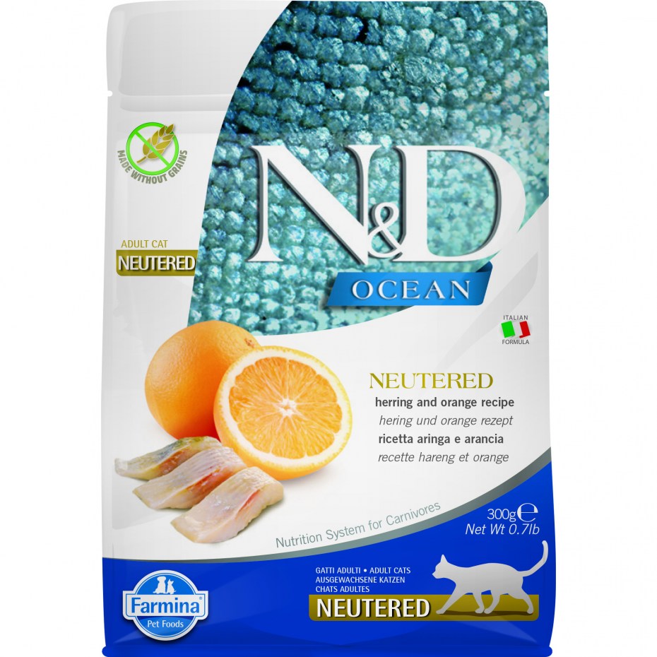 Фармина n&d оушен Cat Herring & Orange Adult сух.д/кошек 300г 036698 (1*30)
