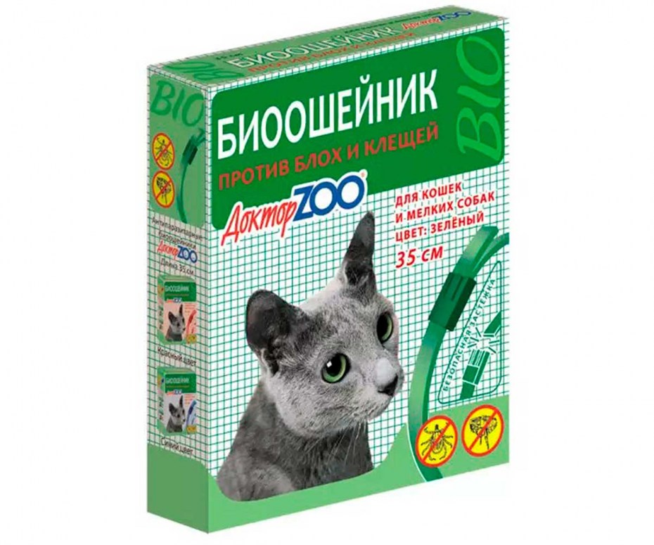 Ошейник био доктор зоо д/кошек и мелких собак от блох/клещей 35см