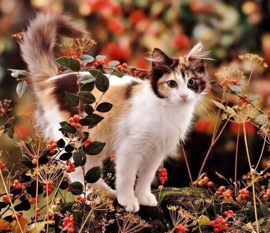 Кот осенью