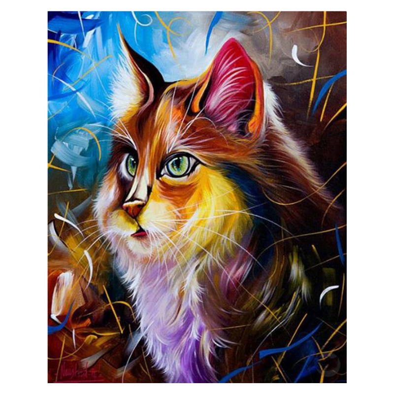 Алмазная мозайка 3д кошка