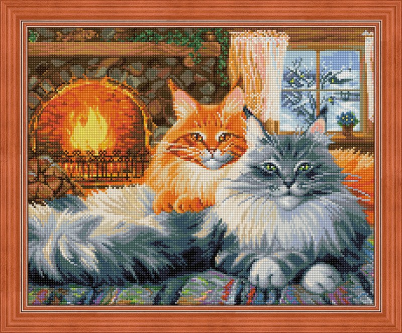 Алмазная мозаика кошачий уют