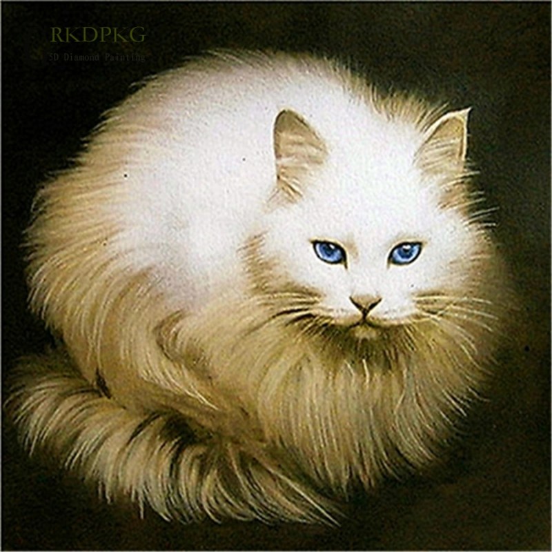 Алмазная вышивка белый кот