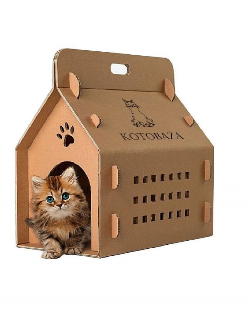 Домик для кошек Homepet избушка "коты №2" 45х45х53 см бежевый