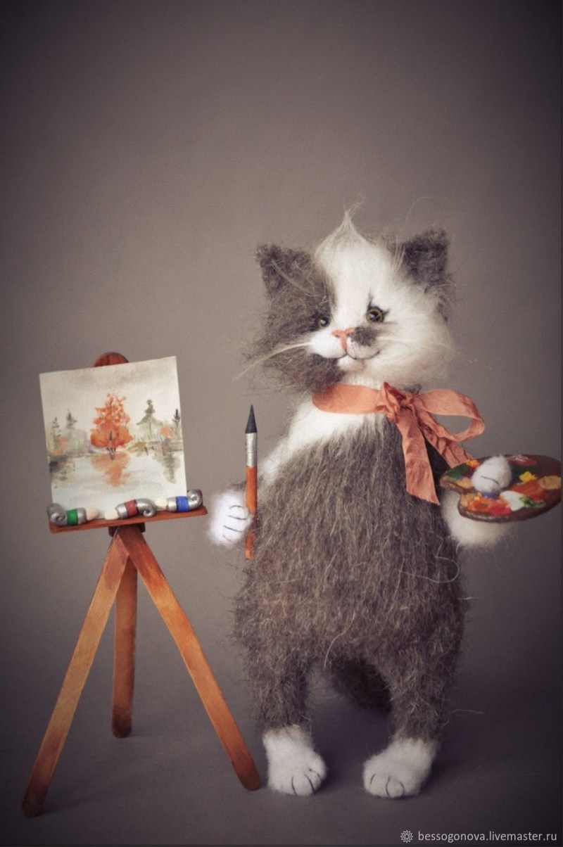 Кот художник крючком