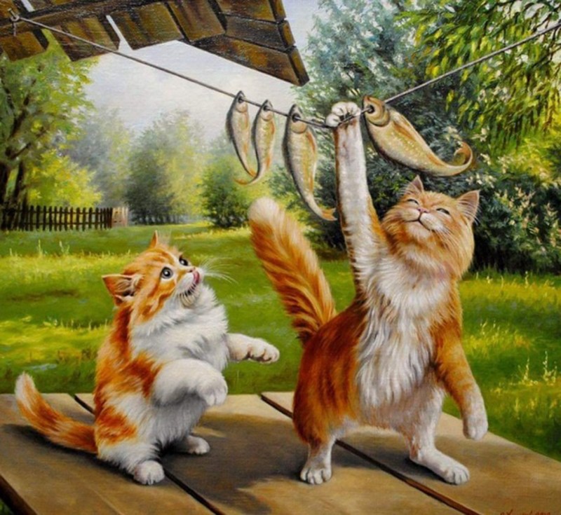 Художник Виктор хомяк коты