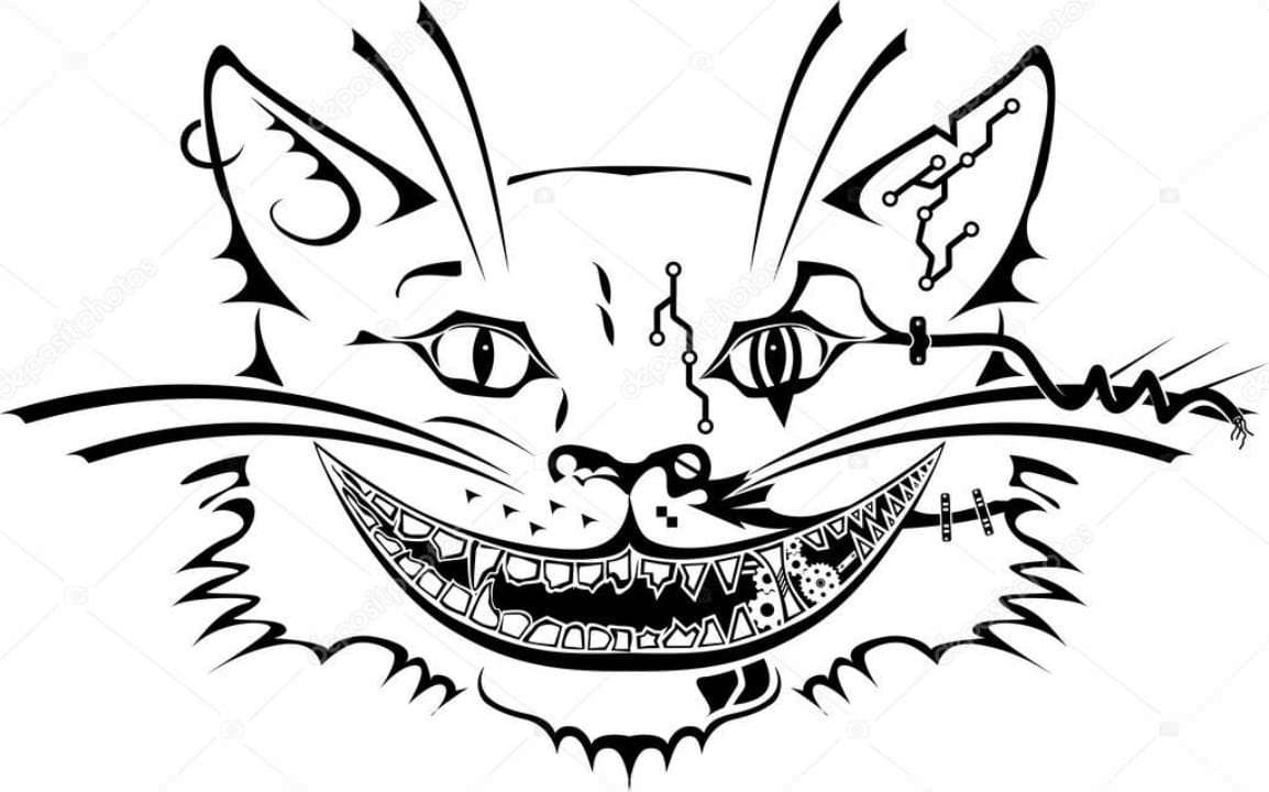 Cheshire cat tattoo black and white