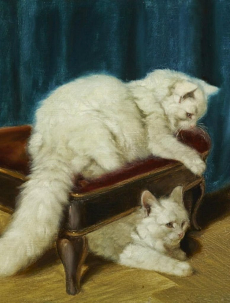 Художник Arthur Heyer и его ангорские кошки.