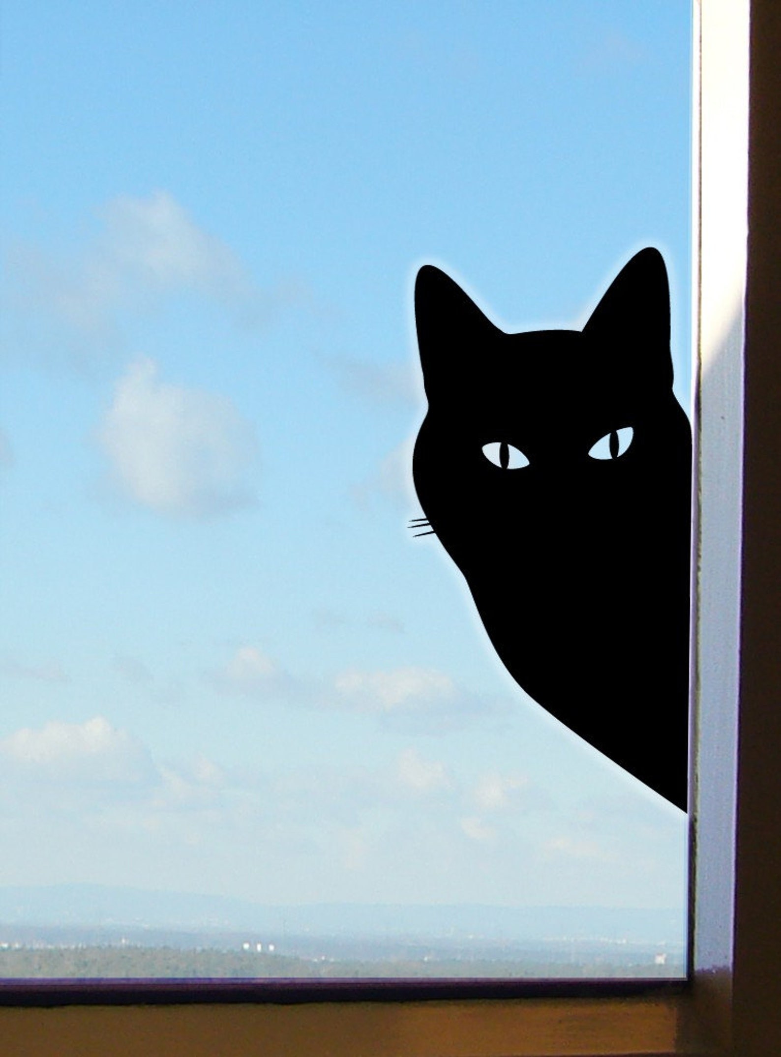 Кот выглядывает из окна