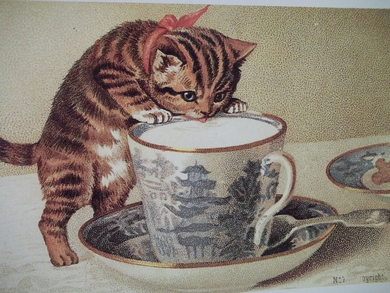 Кот с чашечкой чая