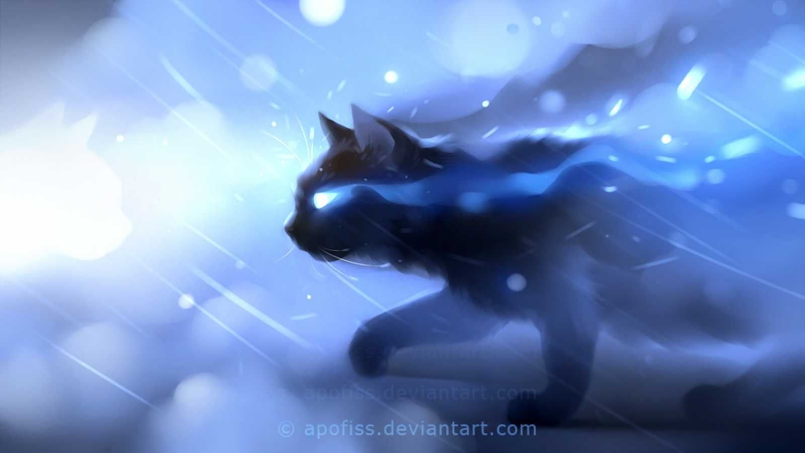 Синий котик аниме