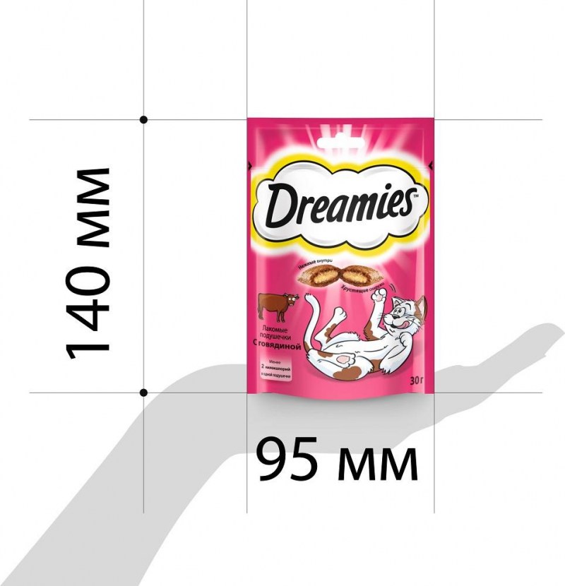 Лакомство для кошек dreamies подушечки с курицей