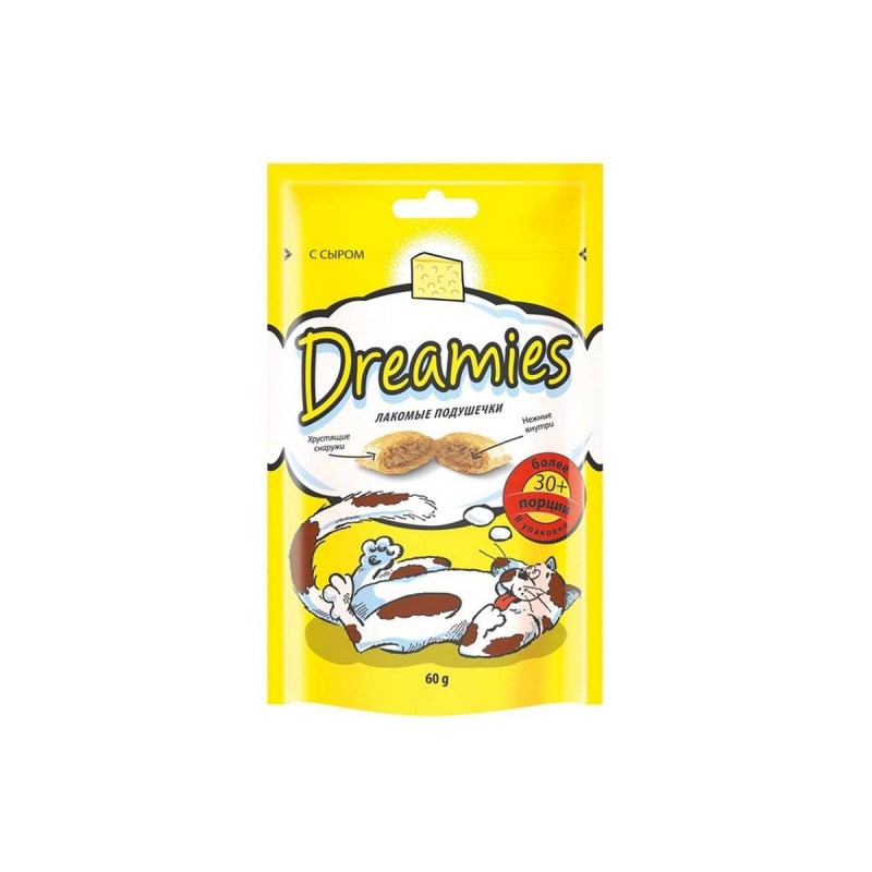 Dreamies (Дримис) лакомые подушечки с лососем для кошек 60г