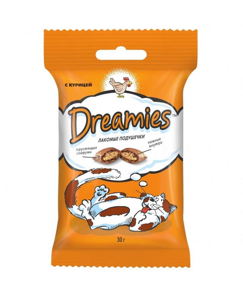 Лакомство для кошек dreamies подушечки с говядиной 60 г