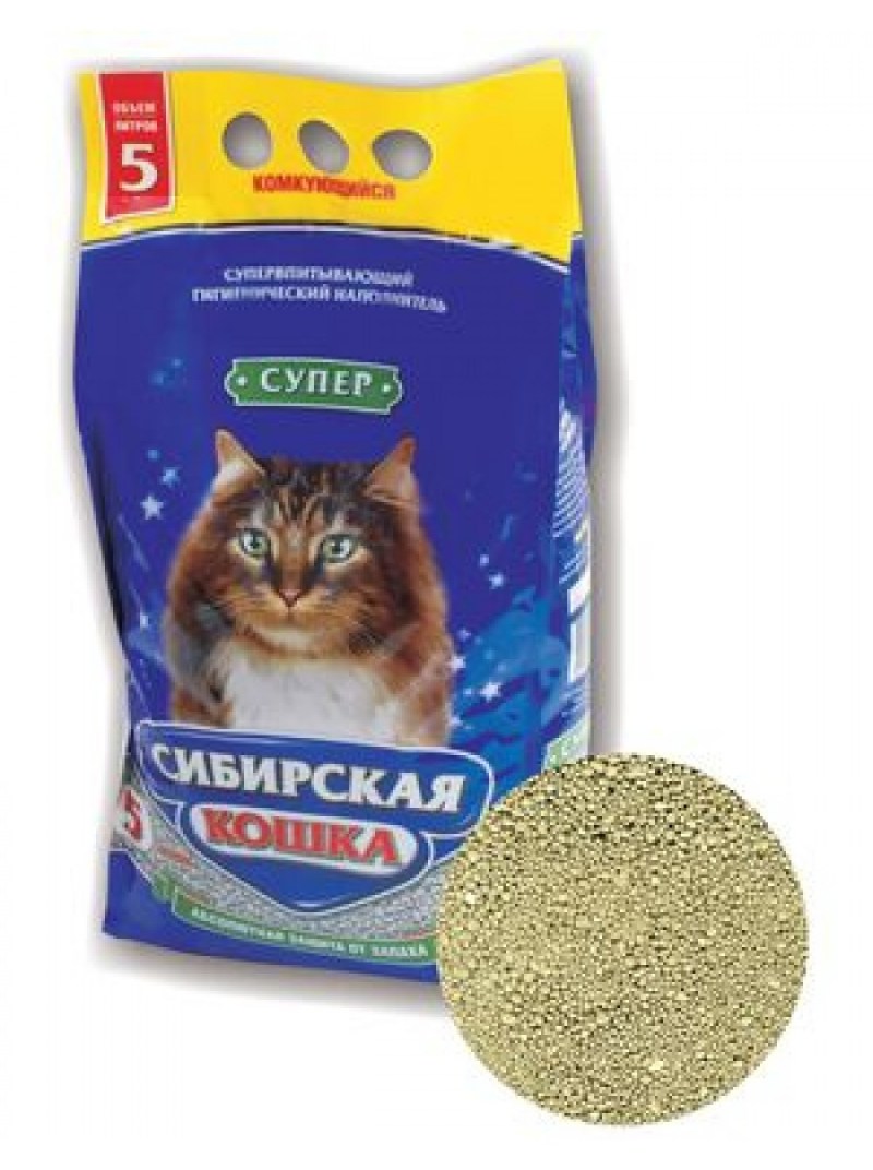 Сибирская кошка наполнитель супер 10л комкующийся