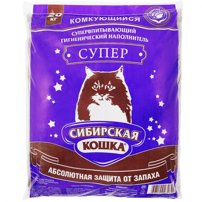 Комкующийся наполнитель Сибирская кошка супер 20 кг