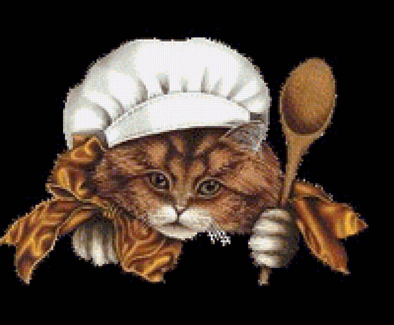 Котик с поварешкой