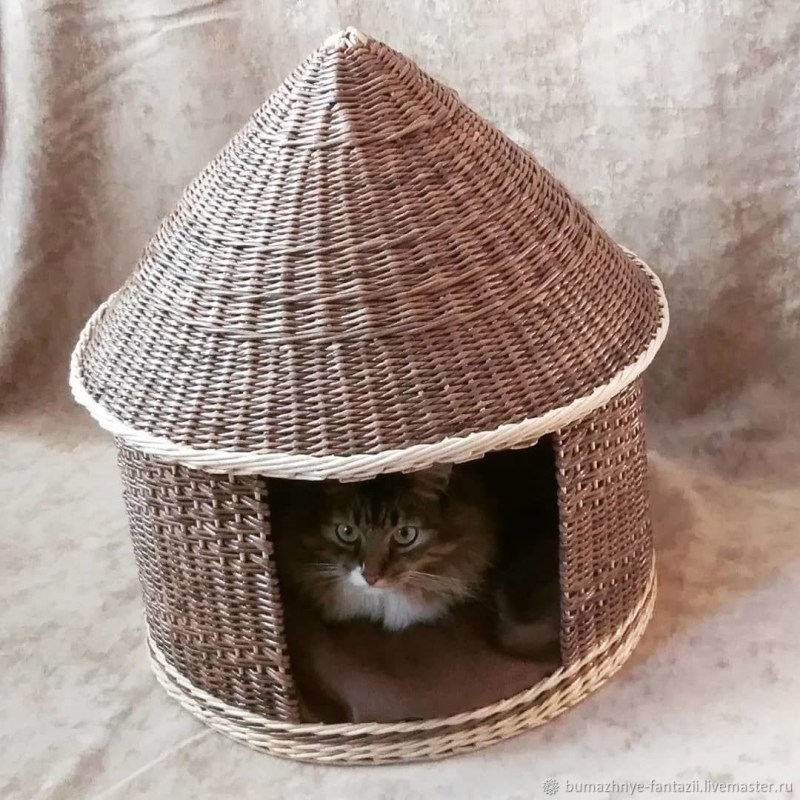 Вязаный домик для кошки