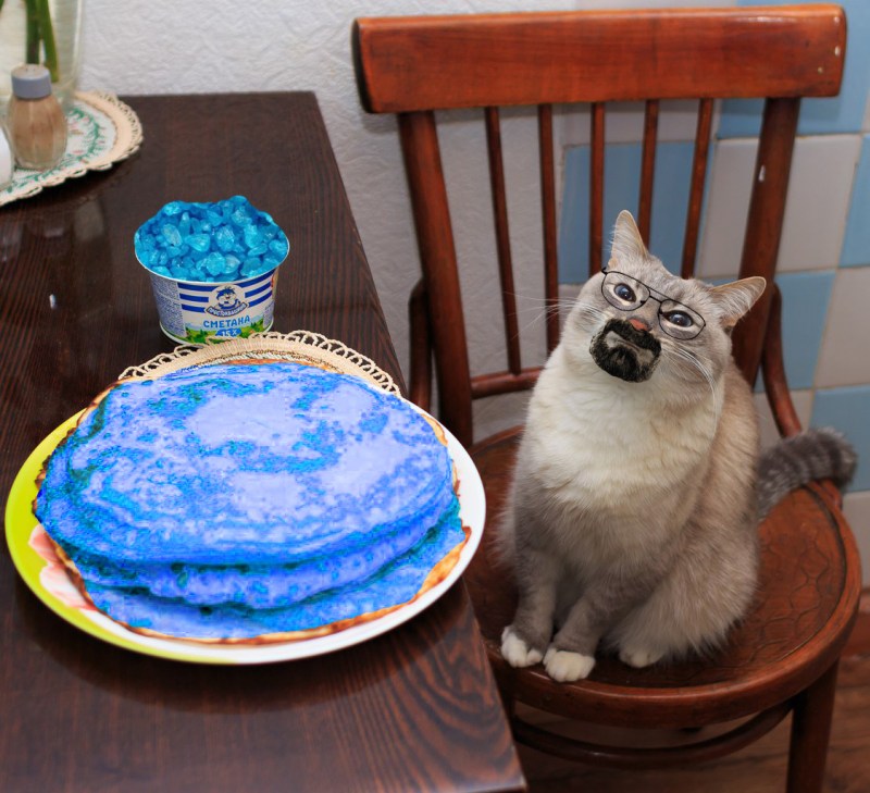 Кошка лижет молоко