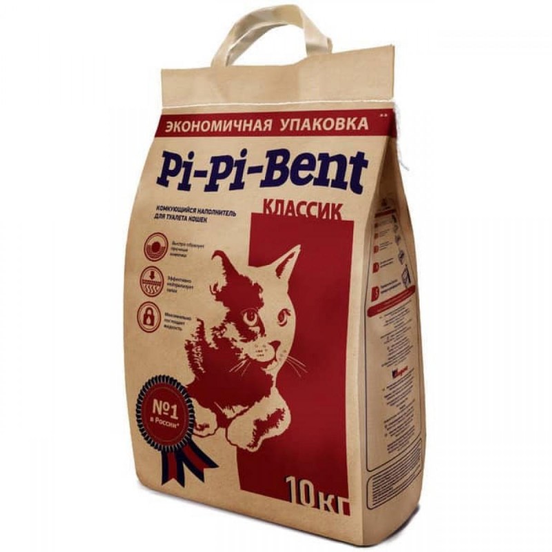 Наполнитель Pi-Pi-bent сенсация свежести комкующийся крафт пакет 24л (10кг)